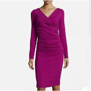 Diane von Furstenberg DVF Bentley Plum Ruched Stretch Jersey Bodycon Dress P (0)